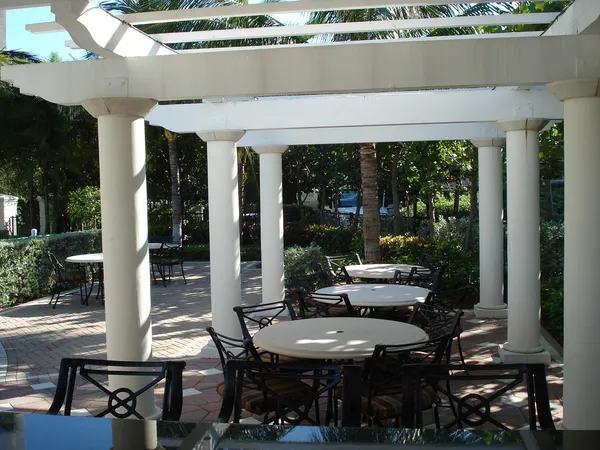 a outdoor space with furniture