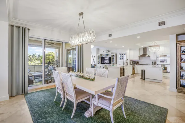 a view of a dining room and livingroom view