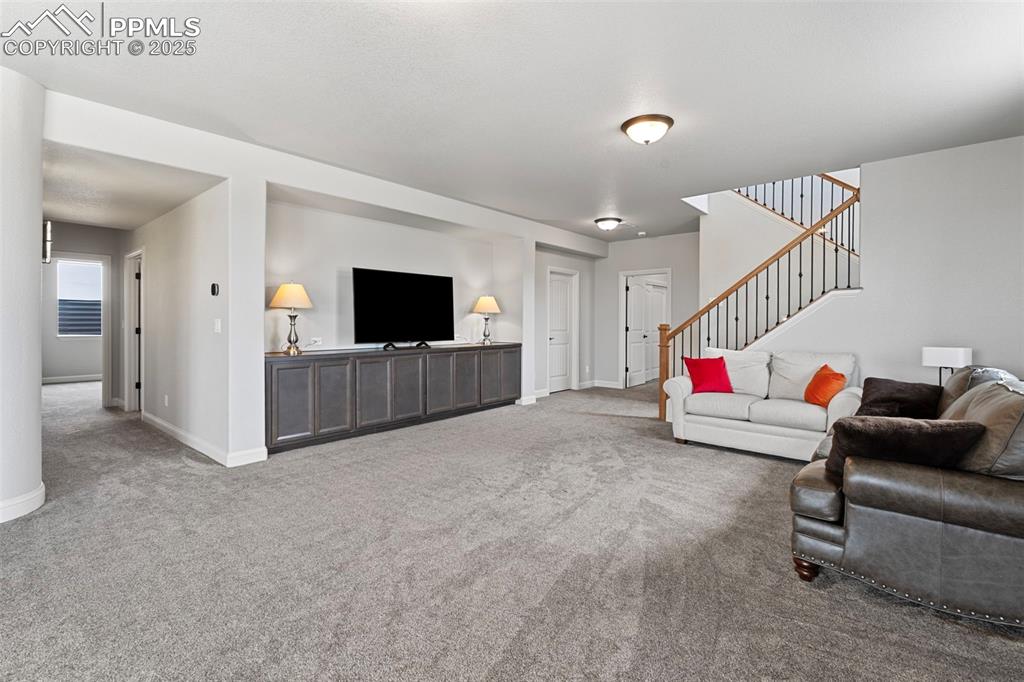11726 Rambling Road Colorado Springs, CO 80908 - Photo 39 of 50 a living room with furniture and a flat screen tv