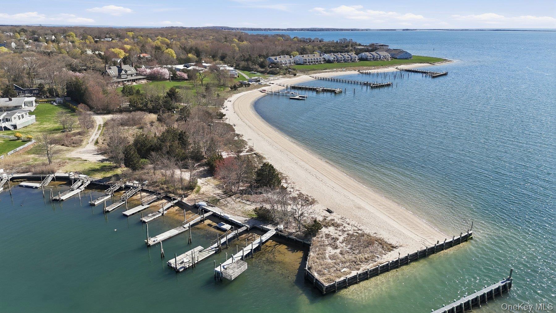 145 Osprey Nest Road Greenport, NY 11944 - Photo 2 of 40 Aerial View of Community Beach, Dock and the Peconic Bay