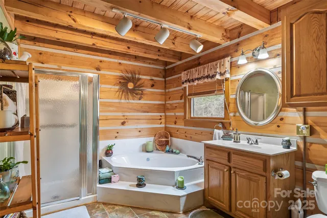 a bathroom with a sink a mirror and a shower