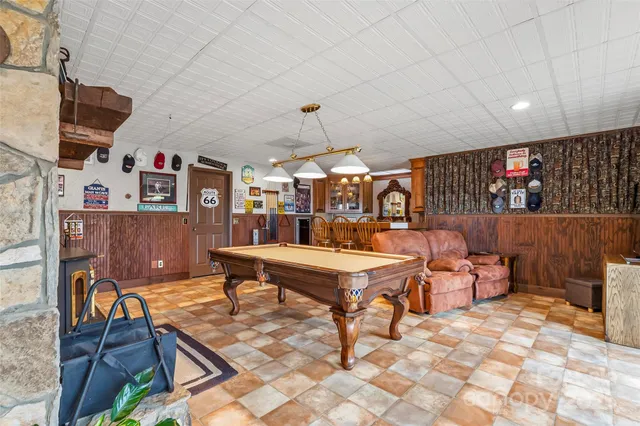 a living room with a fireplace in it