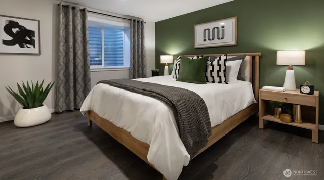 a view of a dining room with furniture and window
