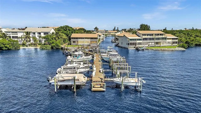 an aerial view of a house with swimming pool garden and lake view