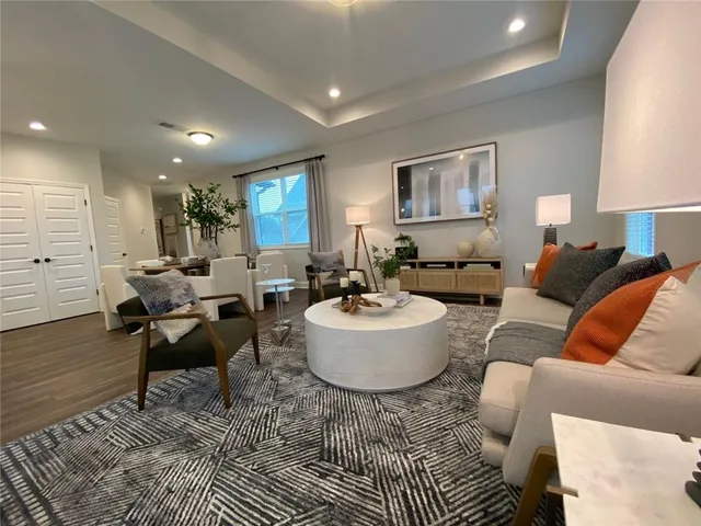 a living room with furniture and a couch