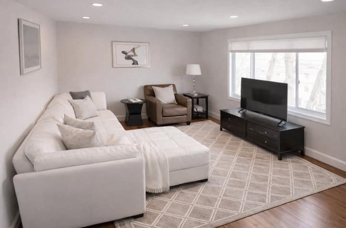749 Worcester Street Wellesley, MA 02481 - Photo 2 of 17 a living room with furniture and a flat screen tv