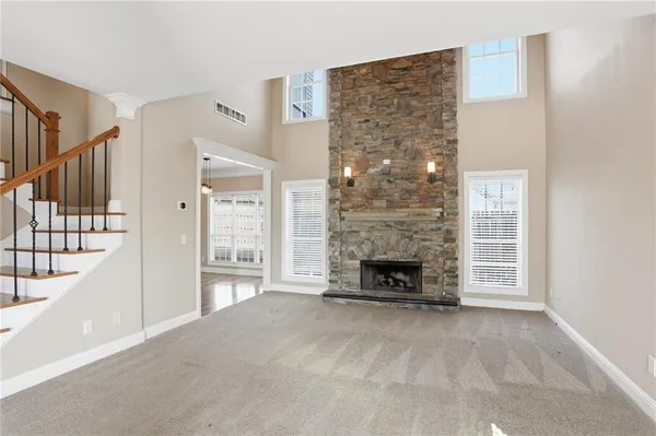 a view of a livingroom with a fireplace