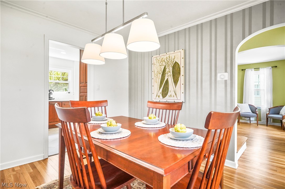 474 Malvern Road Akron, OH 44303 - Photo 13 of 47 Dining space with ornamental molding and light wood-type flooring