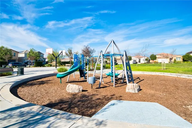 a view of a park with slide
