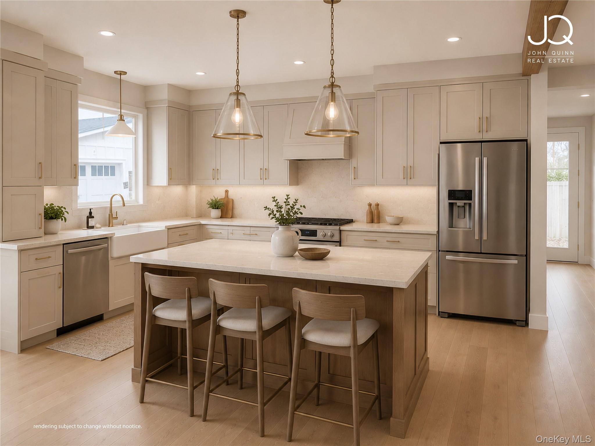 675 Pine Tree Road Cutchogue, NY 11935 - Photo 2 of 6 a kitchen with refrigerator a sink and chairs