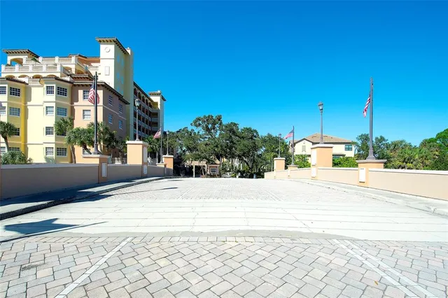 a view of a building with trees