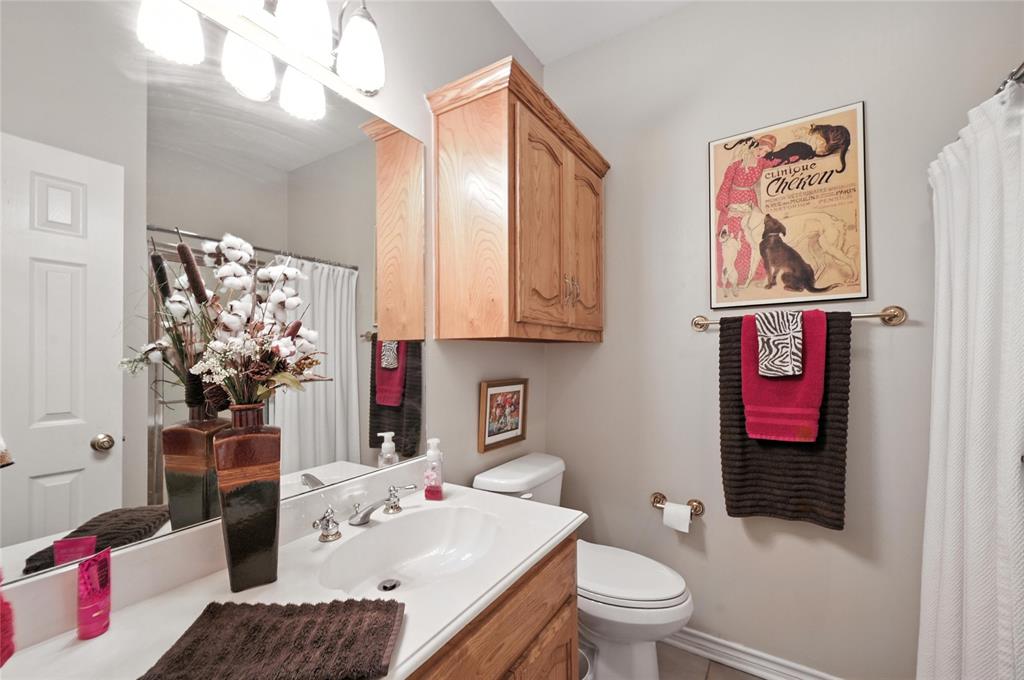 2134 Rains County Road 1402 Point, TX 75472 - Photo 19 of 26 a bathroom with a toilet a sink and a mirror
