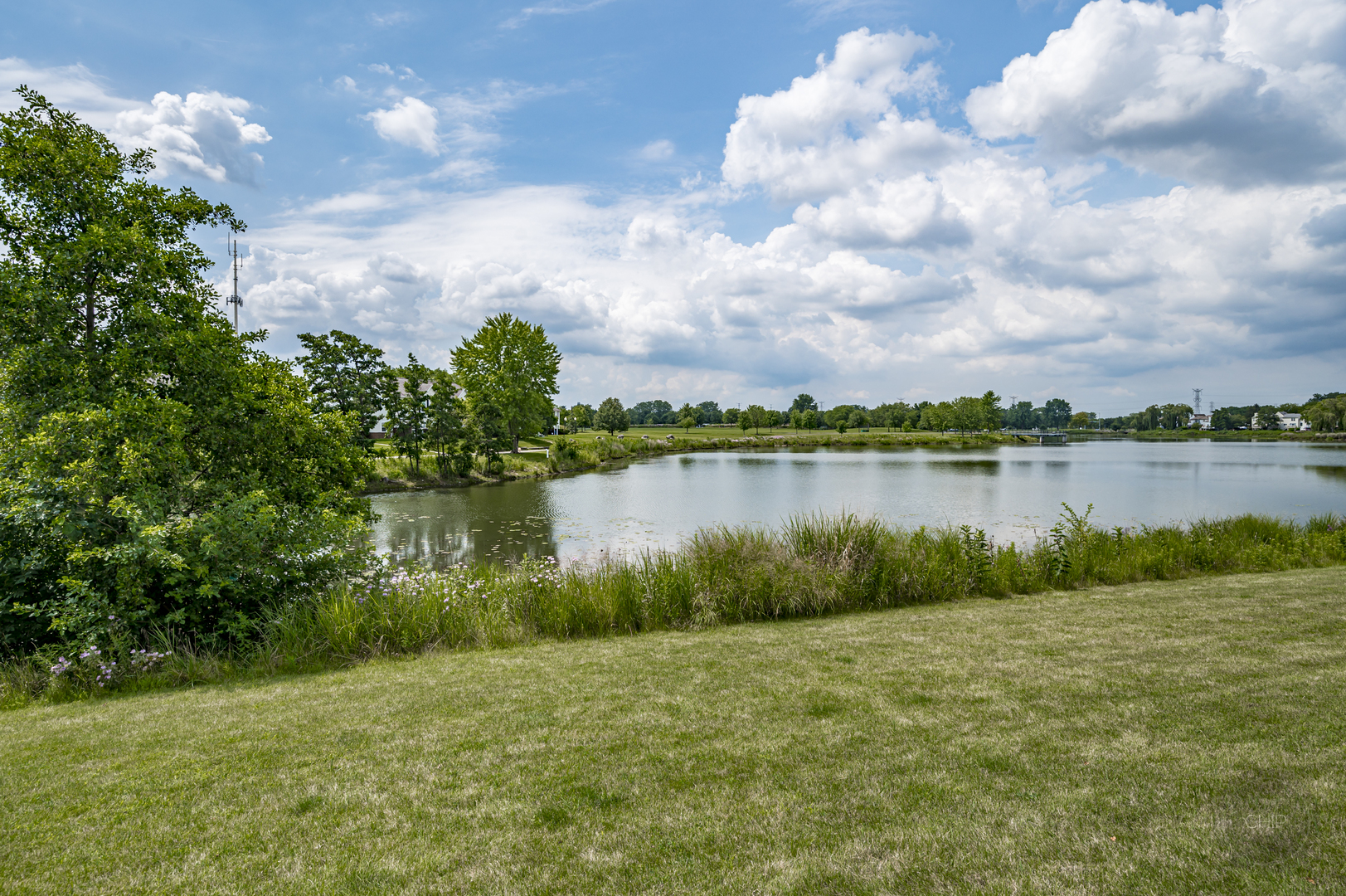 360 Springlake Lane, Unit B Aurora, IL 60504 - Photo 3 of 26 a view of a lake with houses in the back