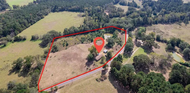 an aerial view of a house