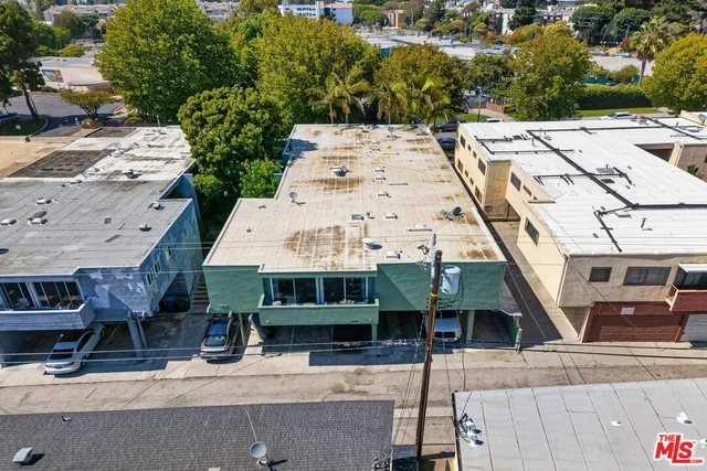 an outdoor space with seating area