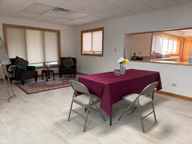 a view of a backyard of a house