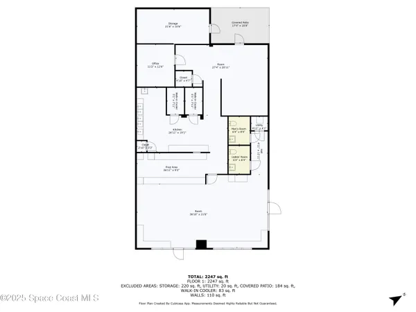 an aerial view of a building with outdoor space