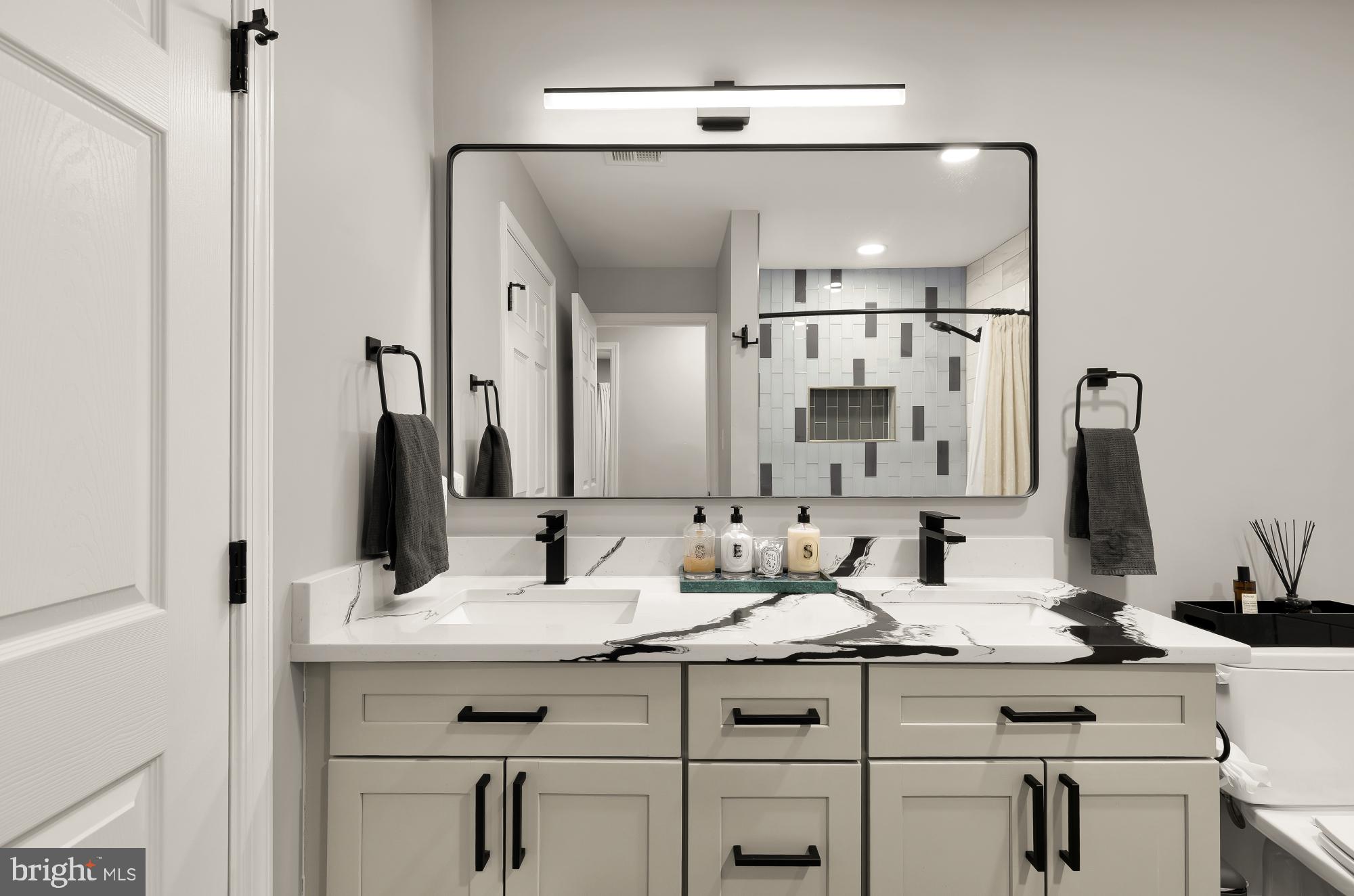 2221 Lovedale Lane, Unit 202B Reston, VA 20191 - Photo 16 of 27 a bathroom with double sink and a mirror