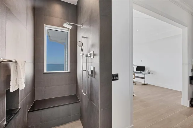 a bathroom with a sink and mirror
