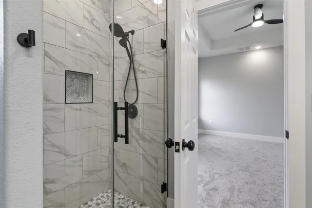 a bathroom with a shower