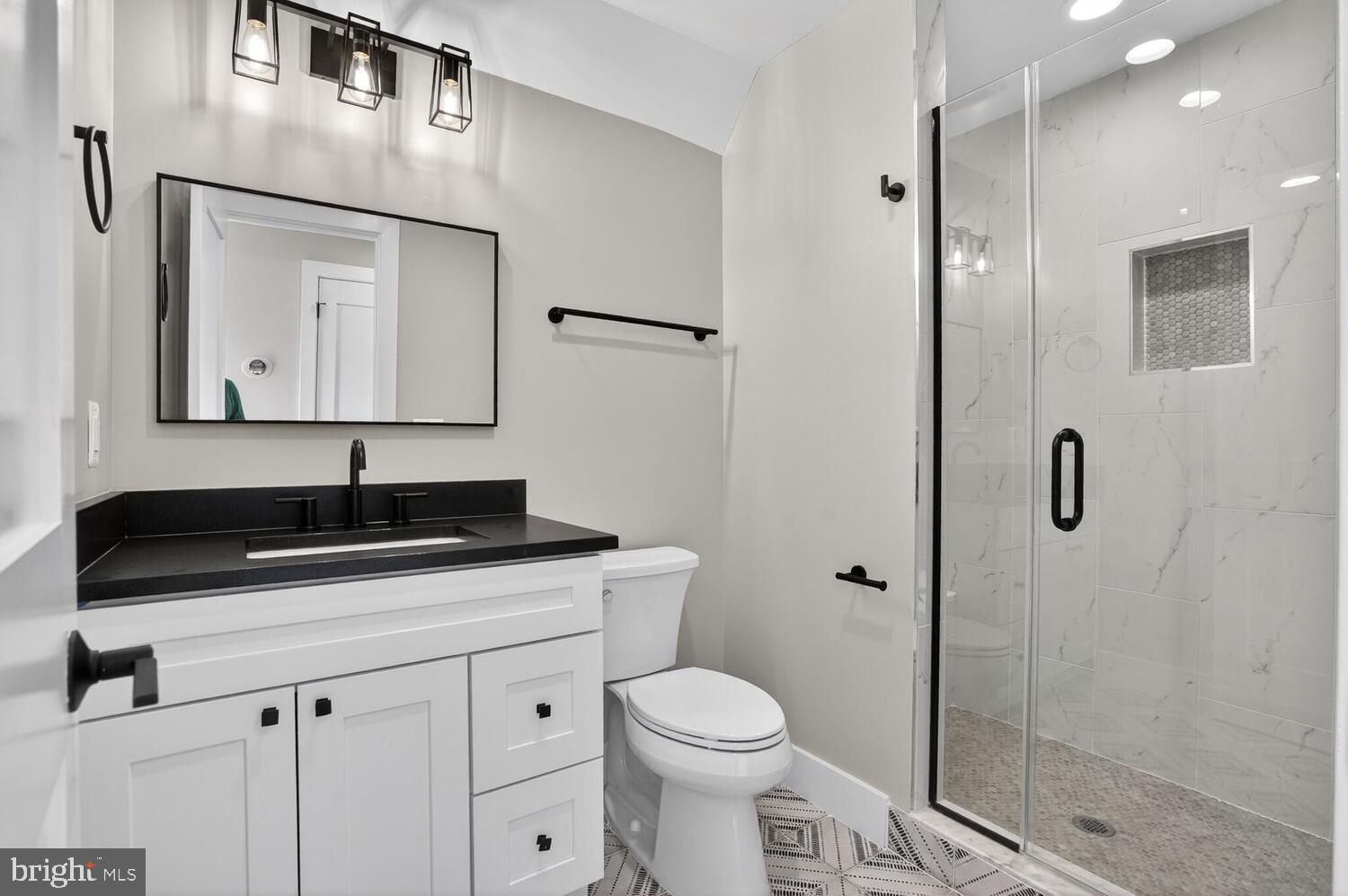 393 Rock Island Ridge Mineral, VA 23117 - Photo 17 of 97 a bathroom with a sink a toilet and a mirror