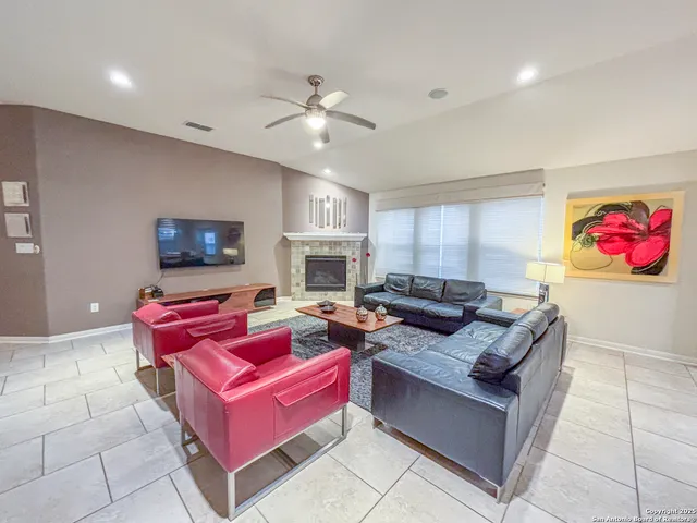 a living room with furniture