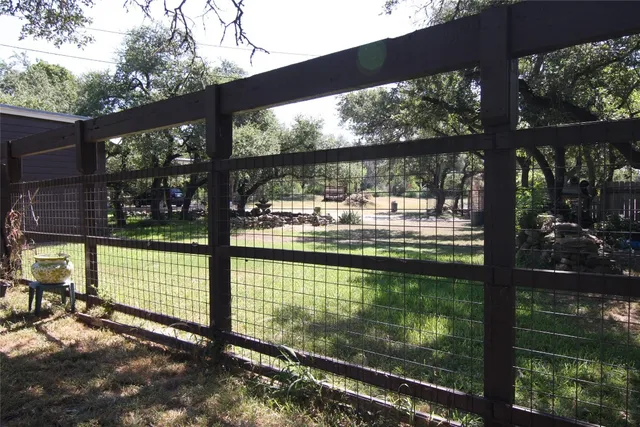 a view of a tree in the middle of a yard