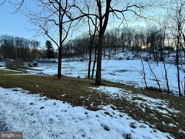 a view of a yard covered with snow