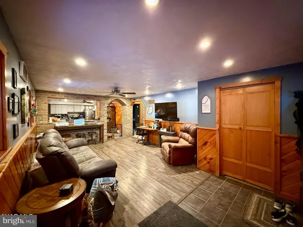 a living room with furniture