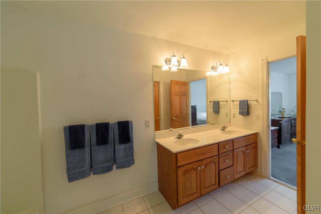 1213 Seifert Road Nazareth, PA 18064 - Photo 13 of 25 a bathroom with a double vanity sink a mirror and bathtub