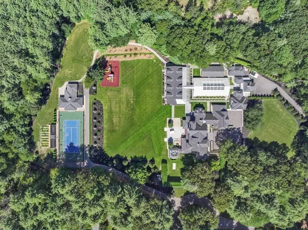 an aerial view of a house