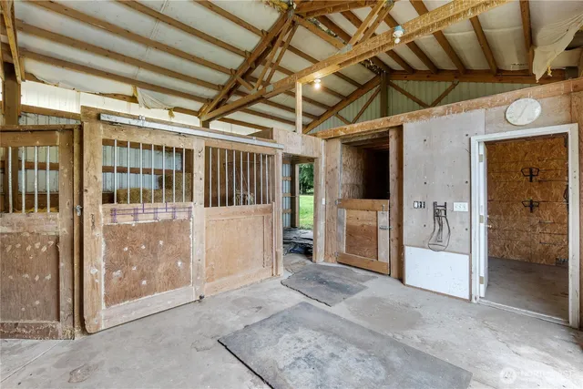 a view of a porch of a house