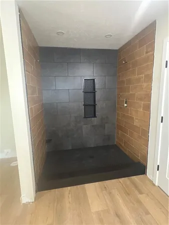a bathroom with a shower