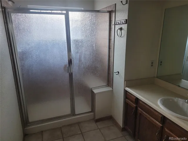 a bathroom with a shower and a sink