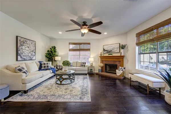 a spacious bathroom with a double vanity sink and a mirror