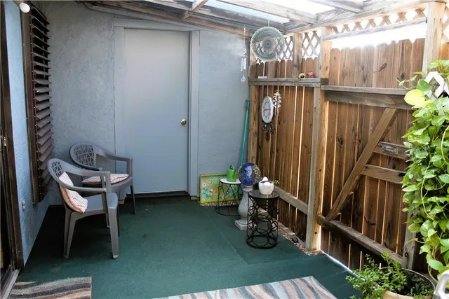a front view of a house with patio
