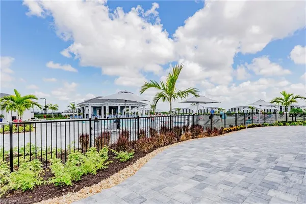 a view of a garden with a pathway