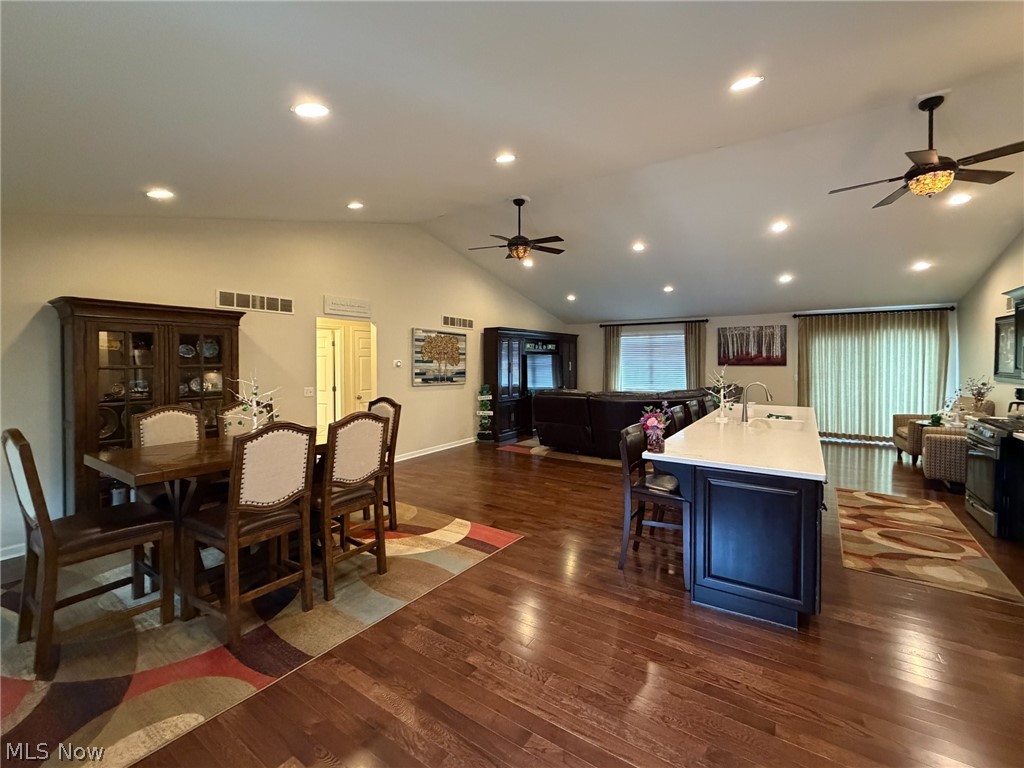 1343 Courtland Road Weirton, WV 26062 - Photo 5 of 50 Dining area with dark wood finished floors, ceiling fan, and recessed lighting