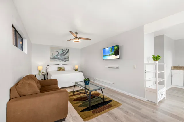 a living room with furniture