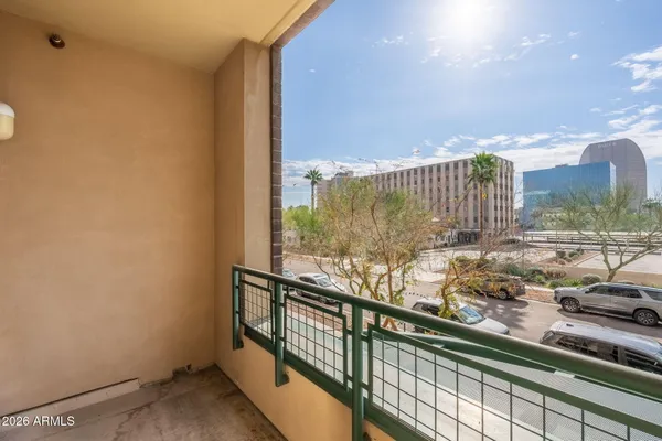 a view of sky from a balcony