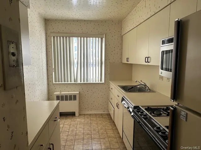 a kitchen with a stove a sink and a refrigerator