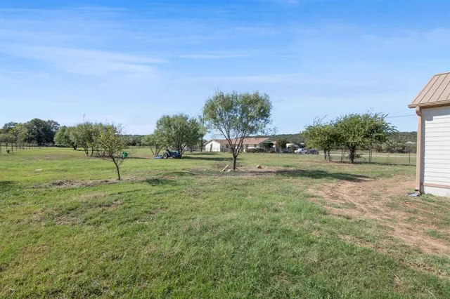 a view of grassy field with trees