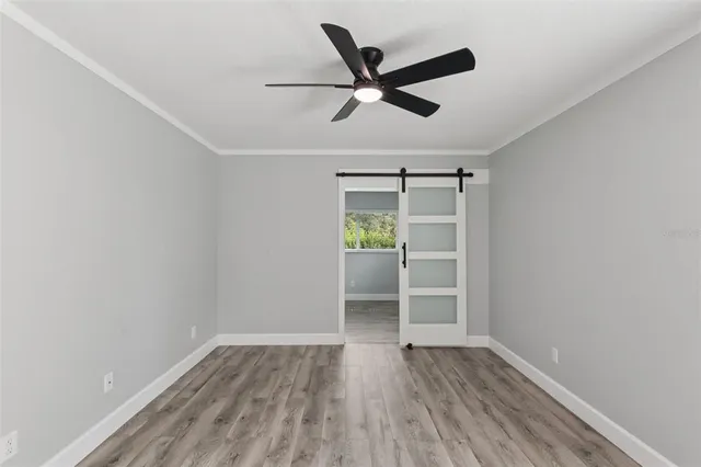 a view of a room with racks on the wall