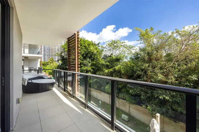 a view of a balcony with chair