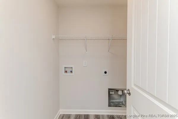a view of small space with racks on the wall