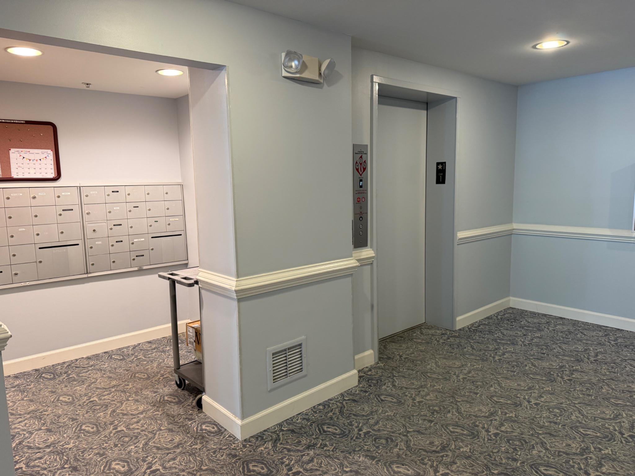 12320 Rosslare Ridge Road, Unit 201 Lutherville-Timonium, MD 21093 - Photo 9 of 41 Mailroom and recently replaced elevator off lobby