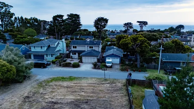 a front view of a house with a yard and potted plants