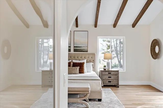 a patio with patio couch and table