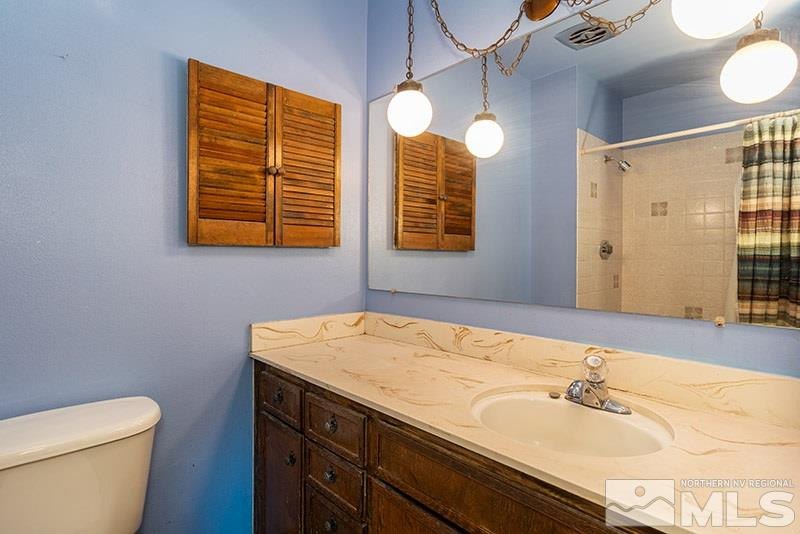 1401 Peavine Road Reno, NV 89503 - Photo 10 of 17 a bathroom with a sink a toilet and a mirror