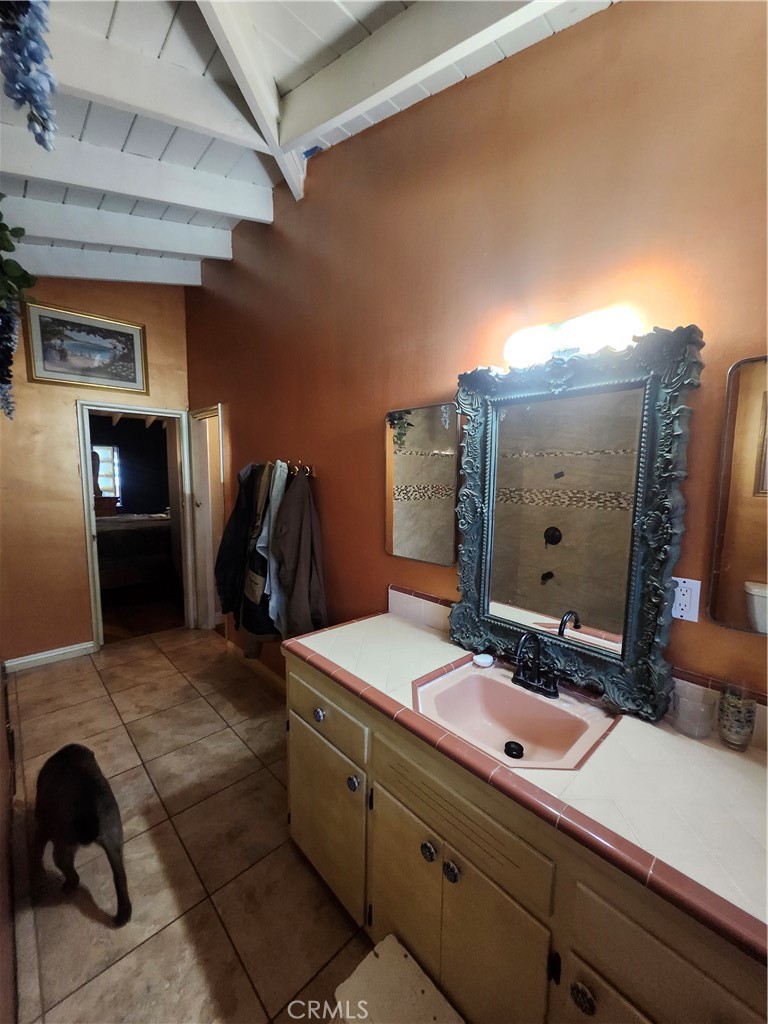 9236 Mango Avenue Fontana, CA 92335 - Photo 40 of 52 a bathroom with a sink a vanity and mirror